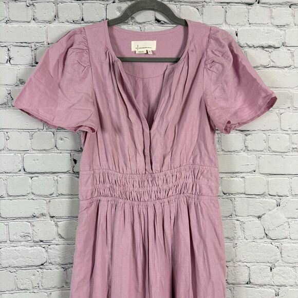 Anthropologie Somerset Pink Linen Blend Smocked Maxi Dress Womens Size XS - Picture 7 of 15